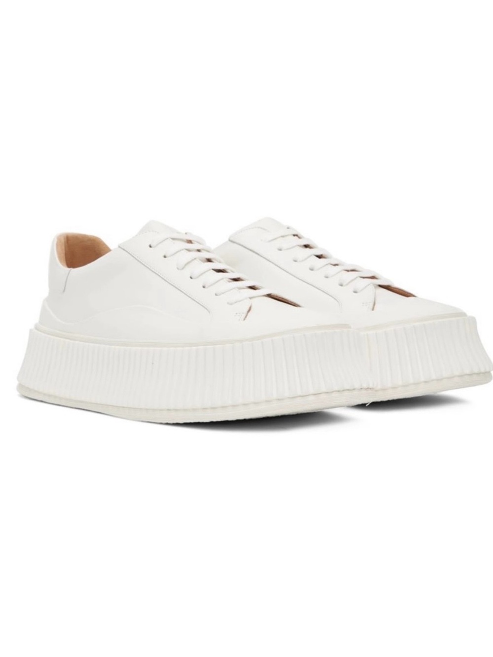 Jil Sander Olona Platform White Leather Chunky Low Top Sneakers Size 38 / 8